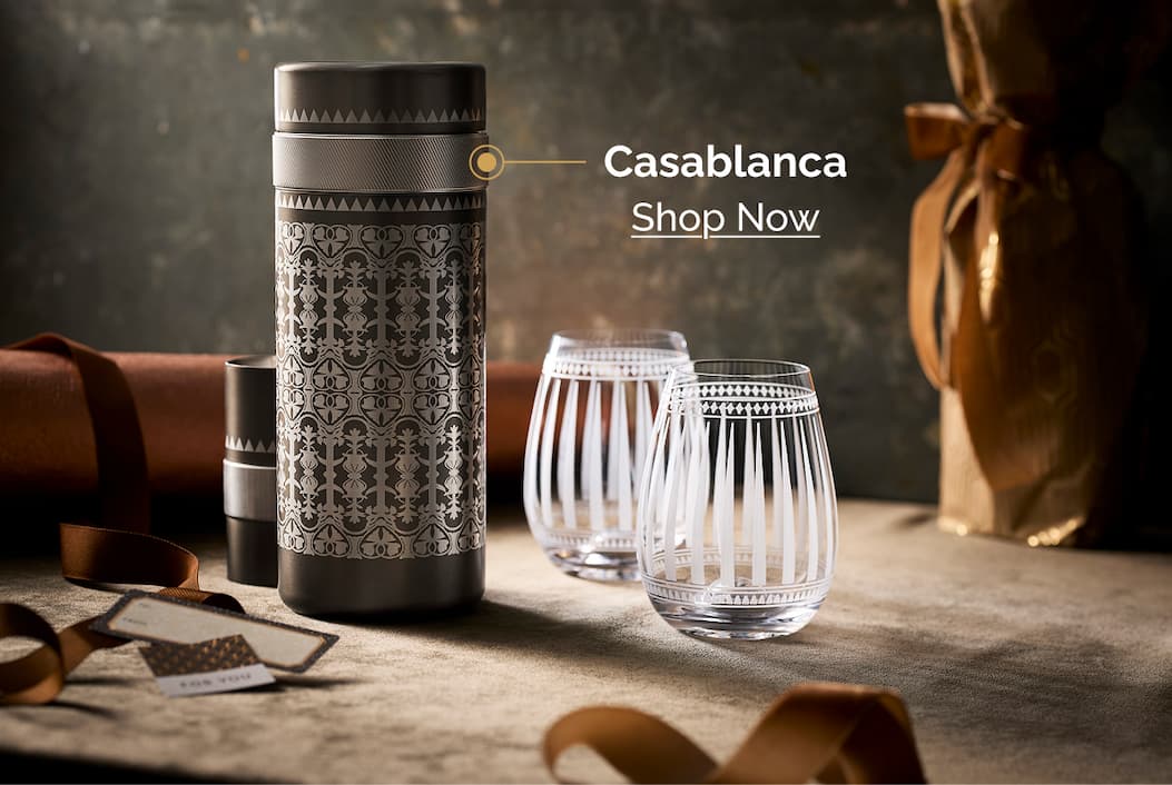 Casablanca batch cocktail shaker plus two marrakech stemless wine glasses