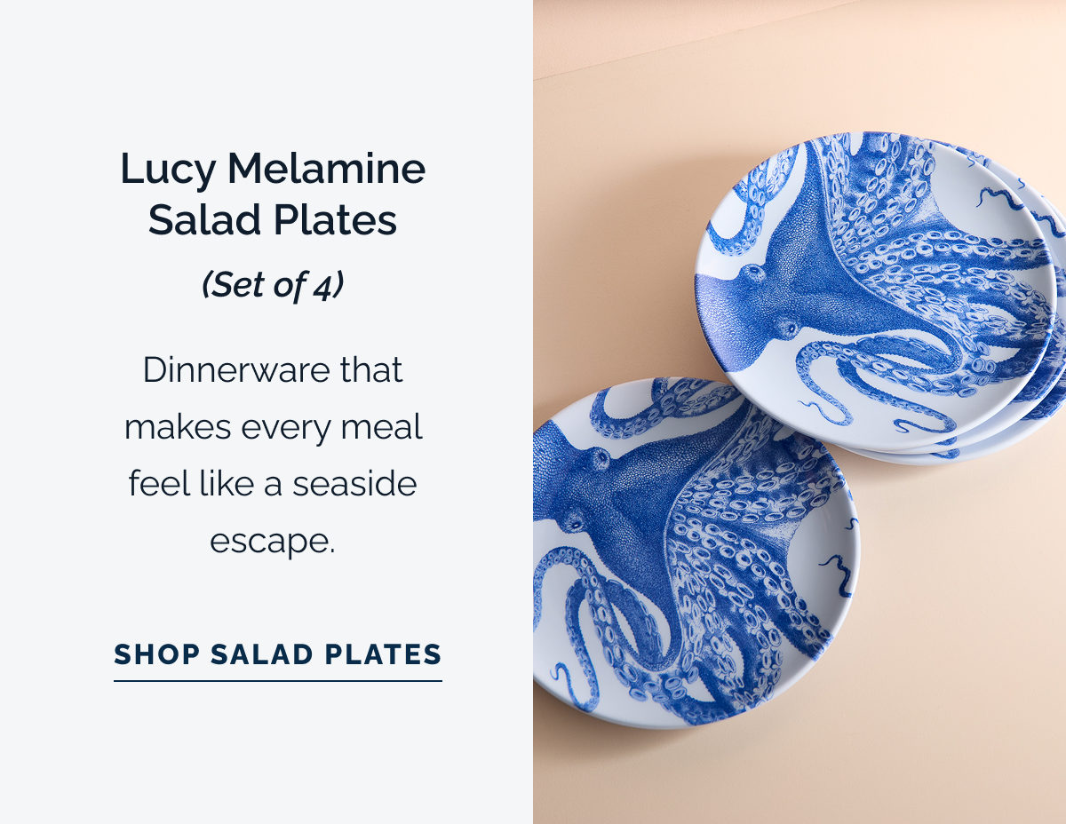 Lucy Melamine Salad Plates (Set of 4). Dinnerware that makes every meal feel like a seaside escape. Shop Salad Plates