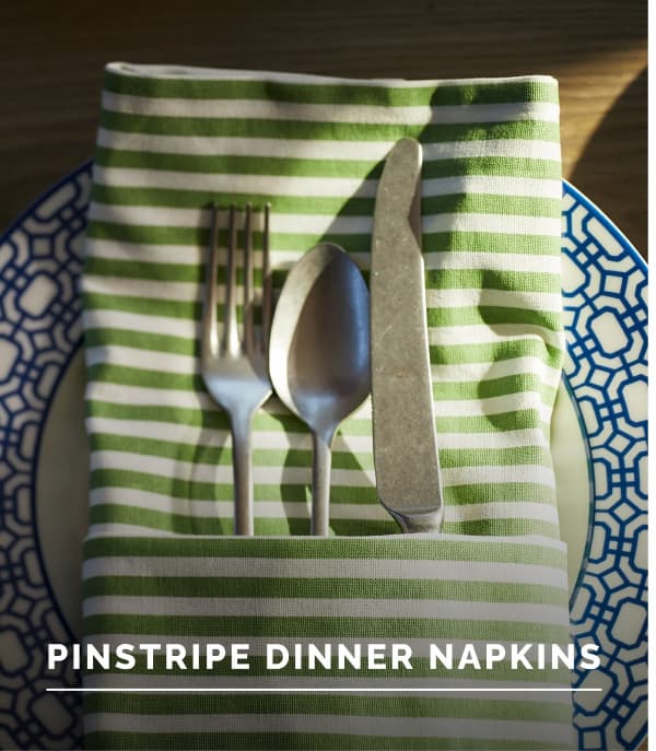 Pinstripe Dinner Napkins in Green