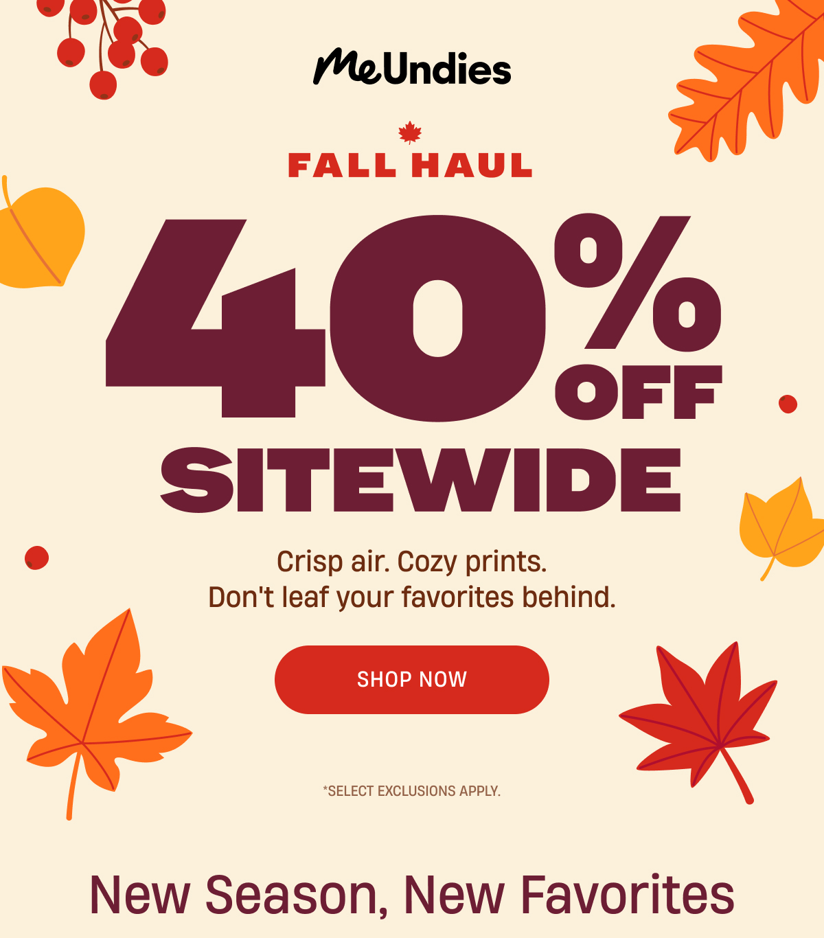 MeUndies | Fall Haul 40% Off Sitewide | Shop Now