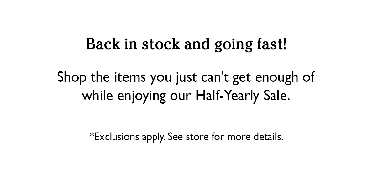 Half Yearly Sale: Back in Stock