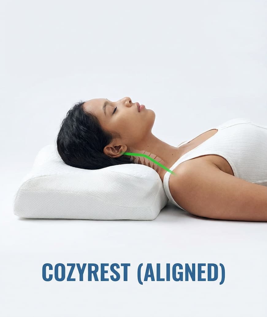 Diagram showing perfect alignment on CozyRest pillow