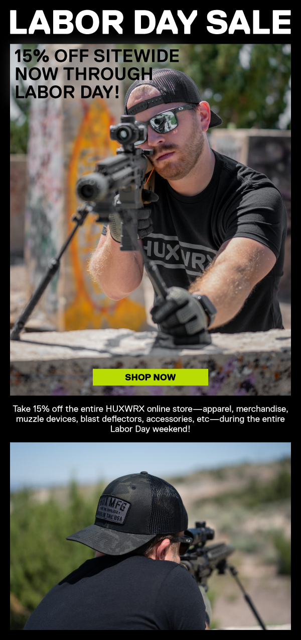 Take 15% off sitewide during the HUXWRX Labor Day Sale!