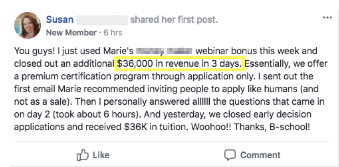 Susan made $36,000 in revenue in 3 days.