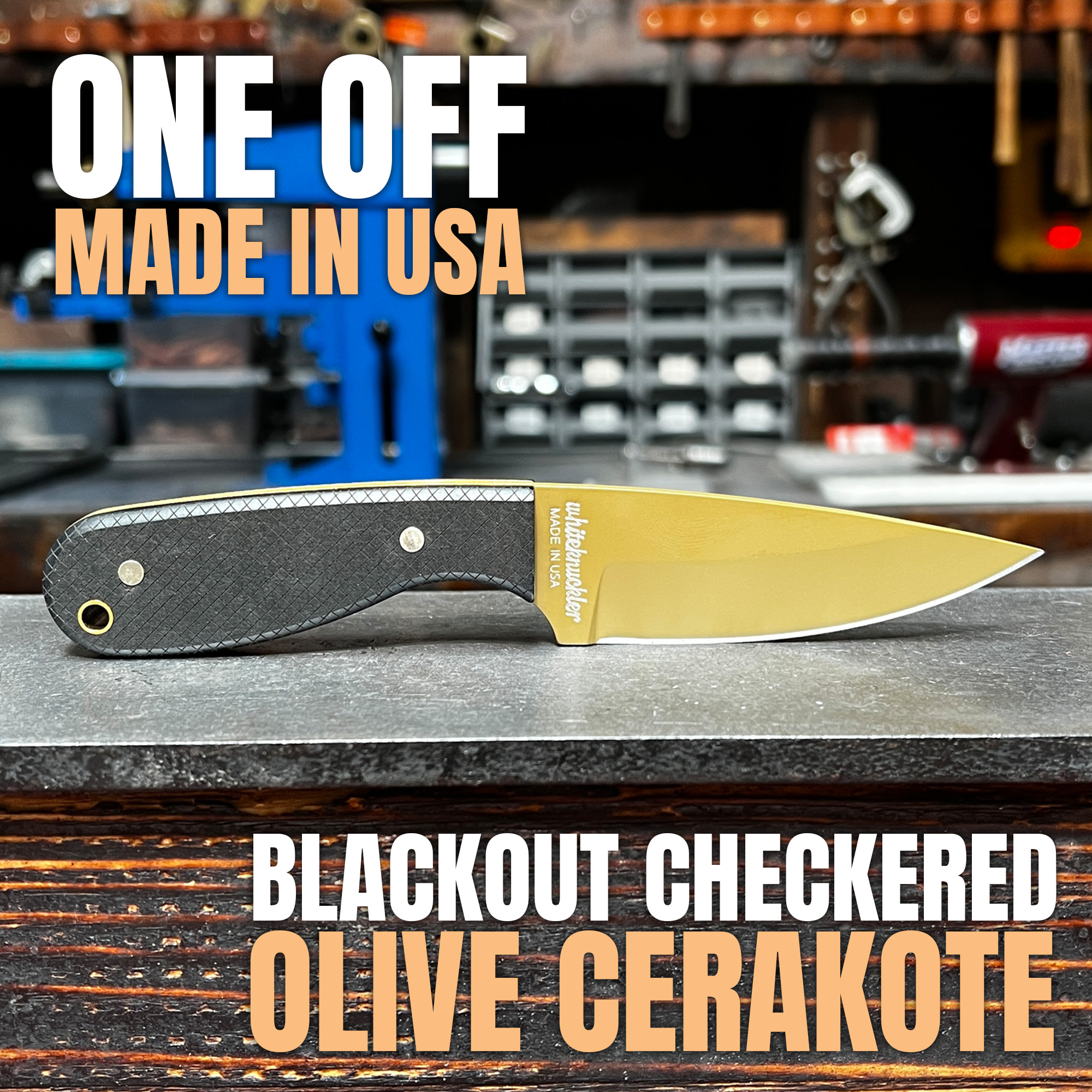 CUSTOM KNIFE DROP! Olive Drab Cerakote on Black Checkered