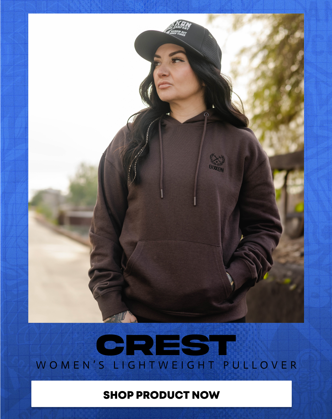 Women's Crest Lightweight Pullover Hoodie - Brown