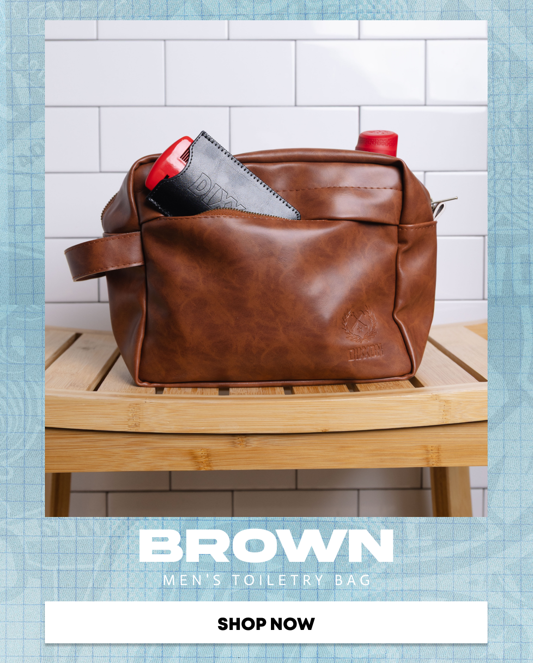 Toiletry Bag - Brown Leather