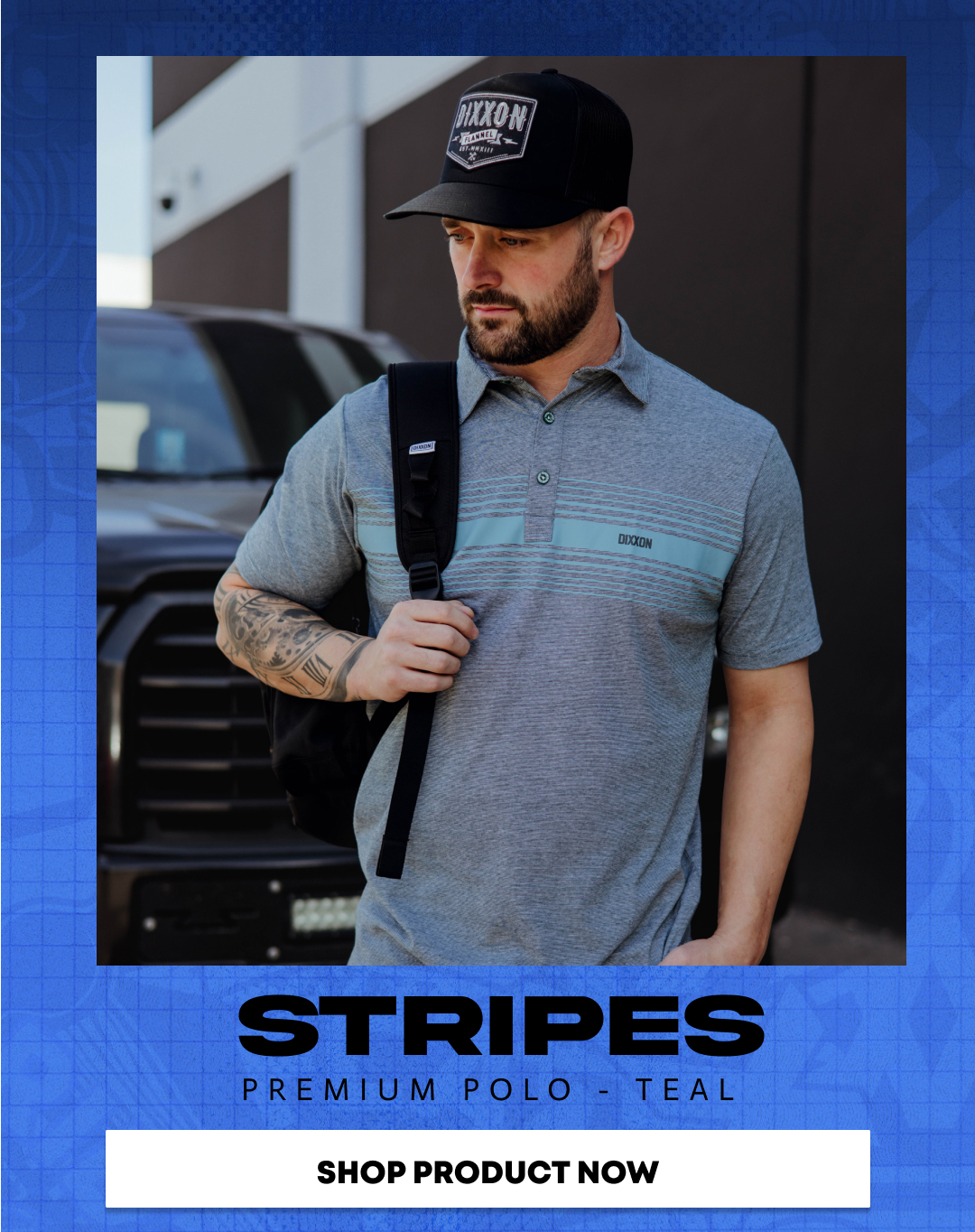 Stripe Premium Polo - Teal & Heather