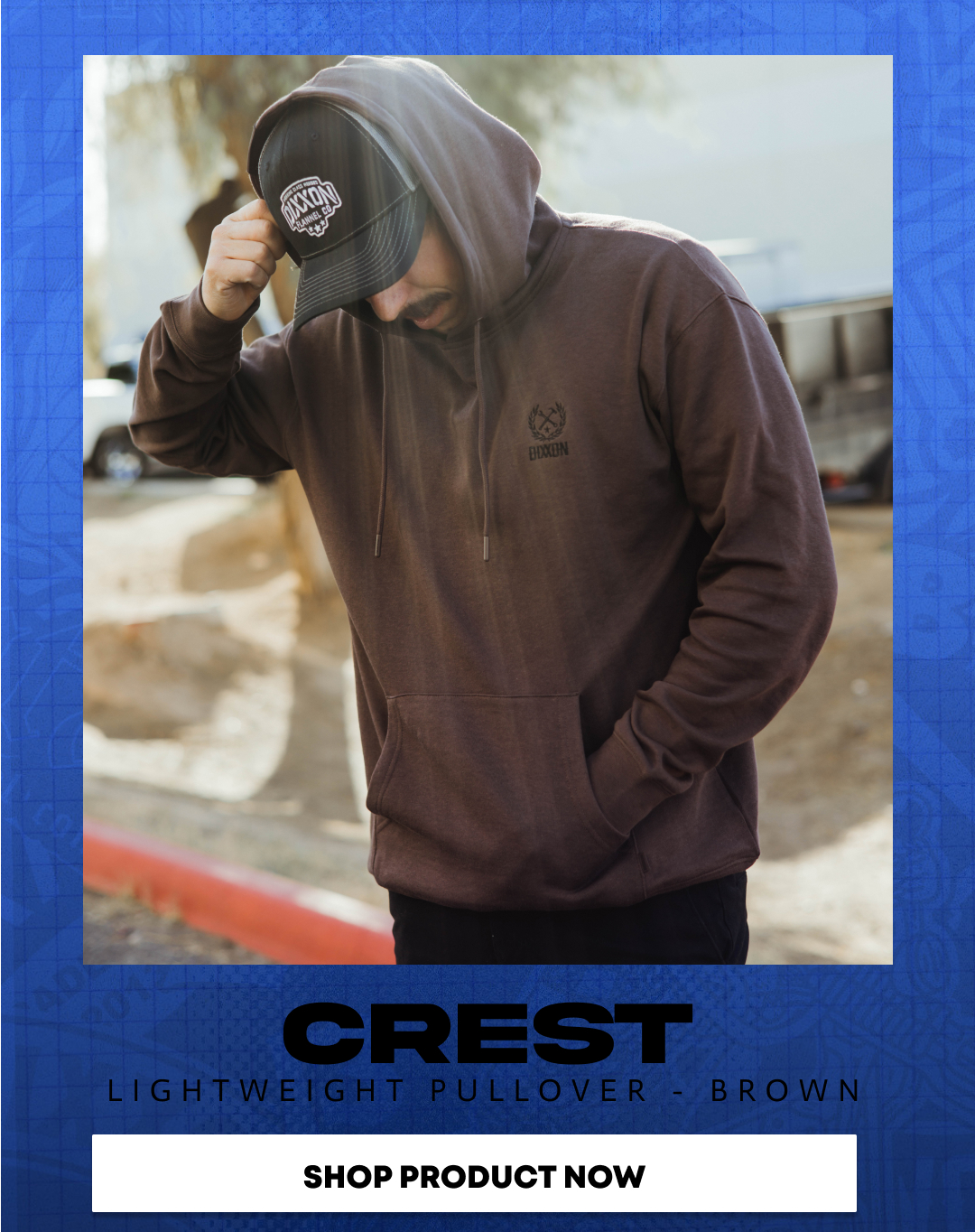 Crest Lightweight Pullover Hoodie - Brown