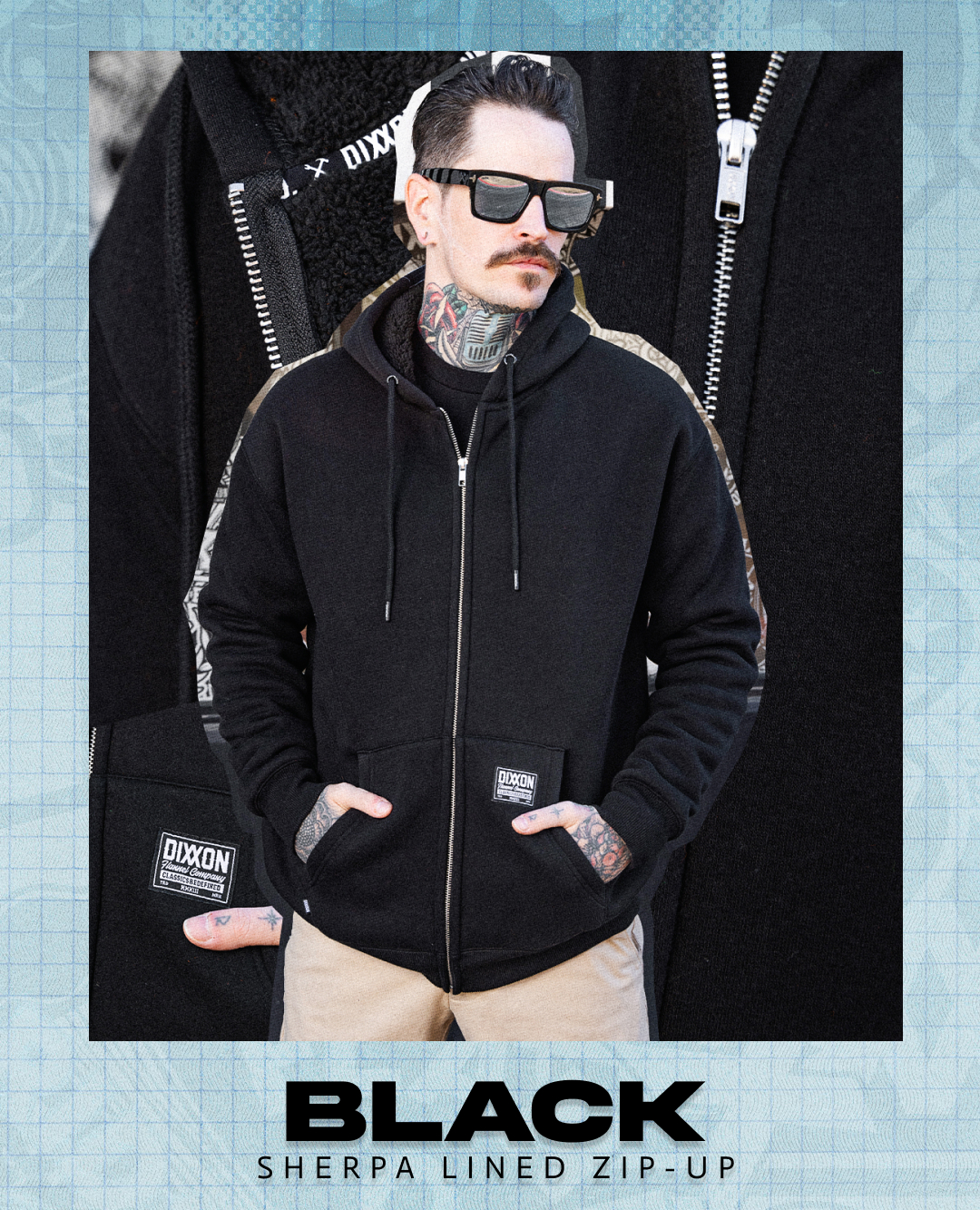 Sherpa Lined Zip-Up: Black