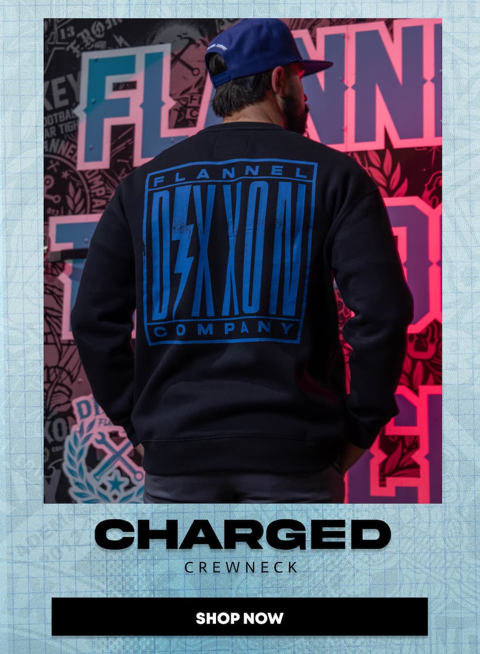 Blue Charged Crewneck Sweatshirt -Black