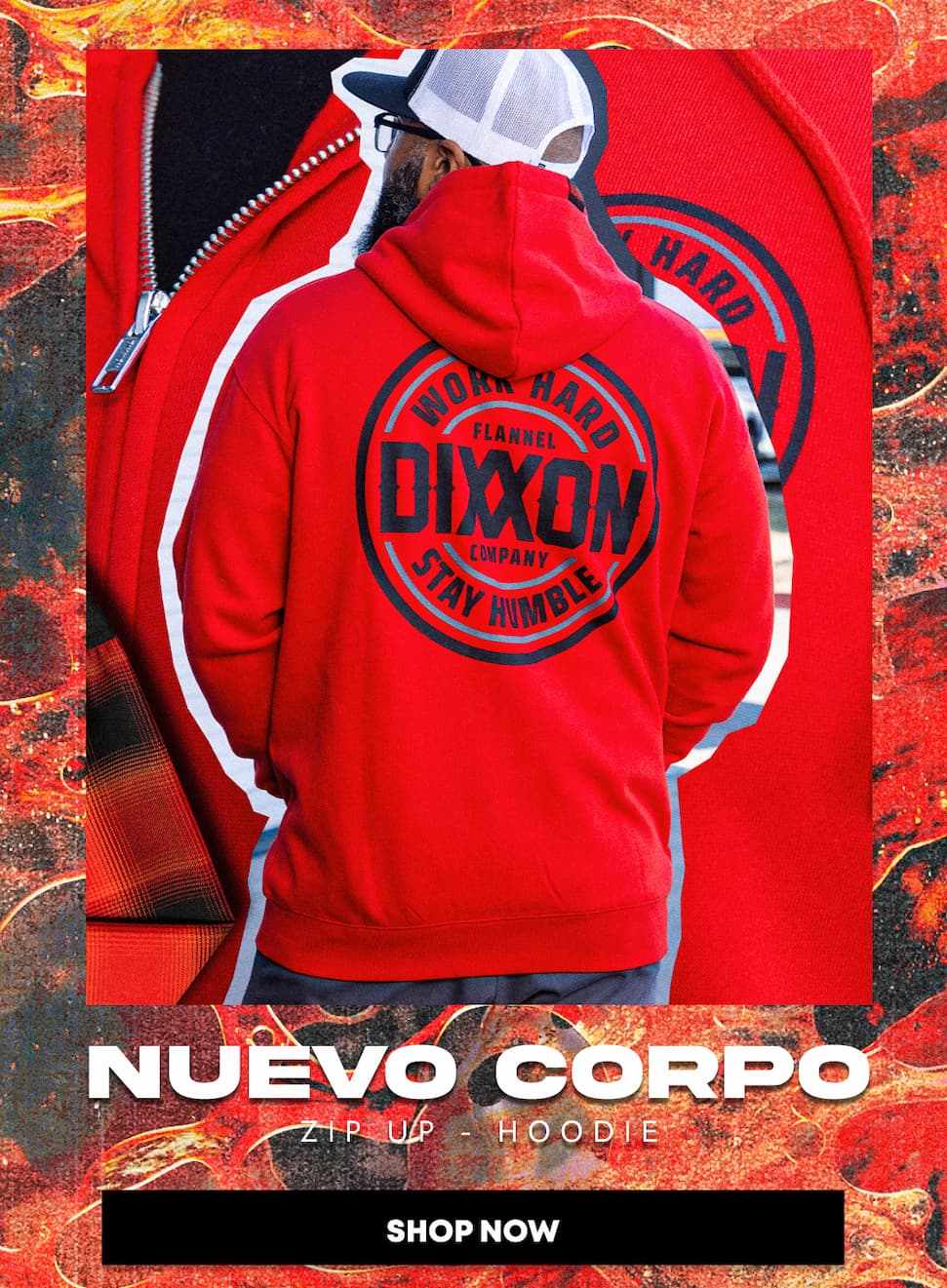 Black & Gray Nuevo Corpo Zip Up Hoodie - Red
