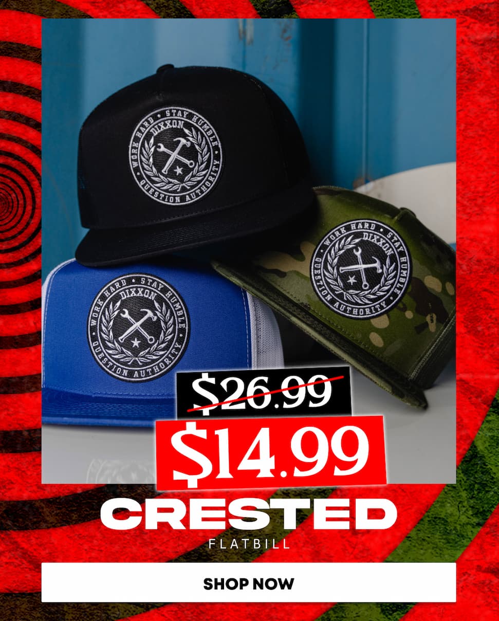 Crested Flat Bill Trucker Snapback - Black & White