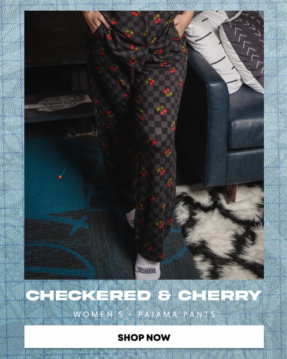 Women's Black Checkered and Cherry Pajama Pants