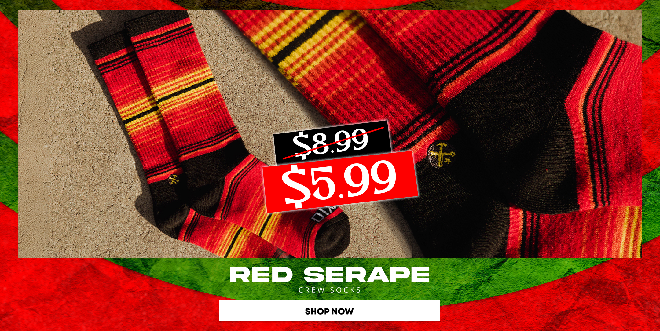 Red Serape Crew Socks