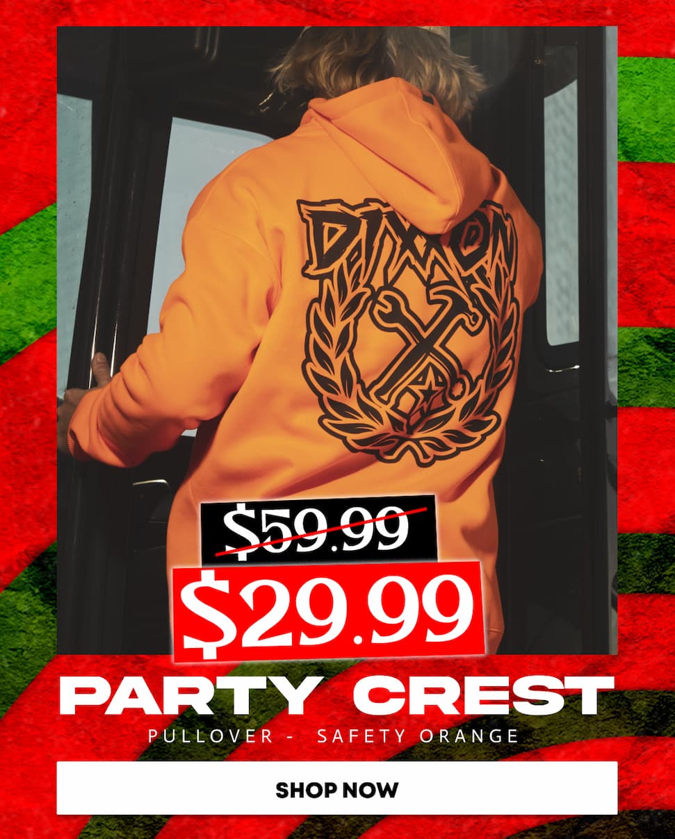 Black Party Crest Pullover Hoodie - Safety Orange