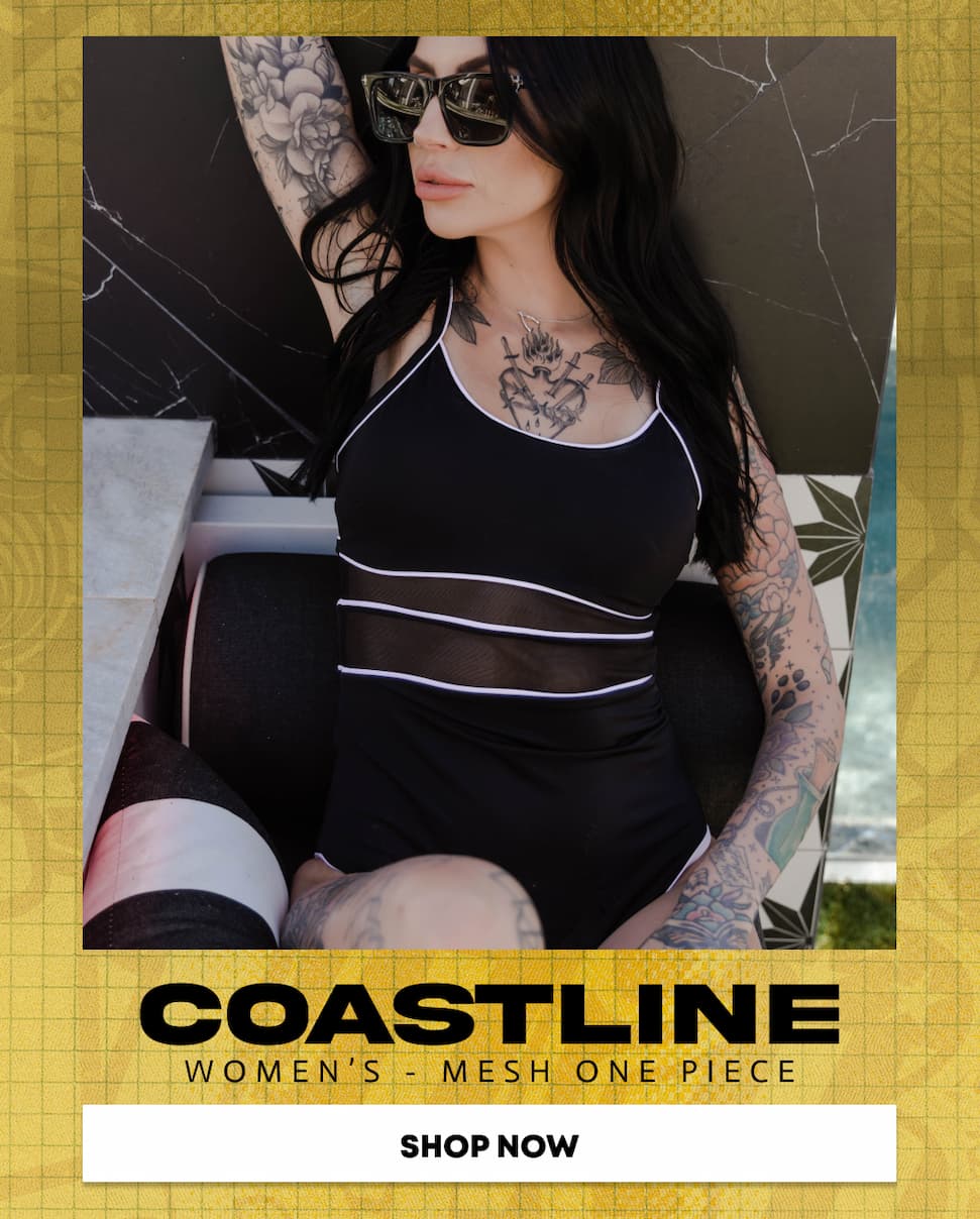 Women's Coastline Mesh One Piece Swimsuit - Black & White