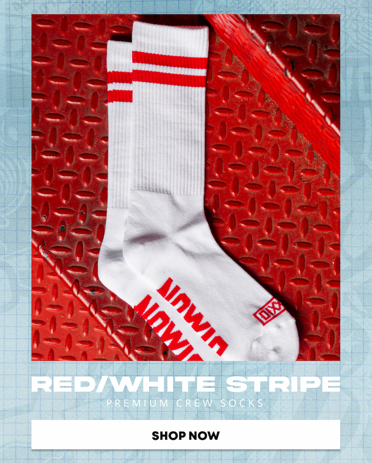 Red & White Stripe Premium Crew Socks