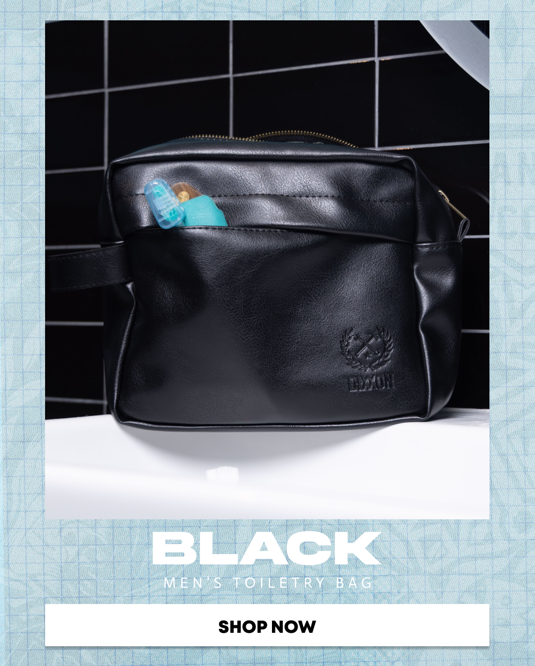 Toiletry Bag - Black Leather