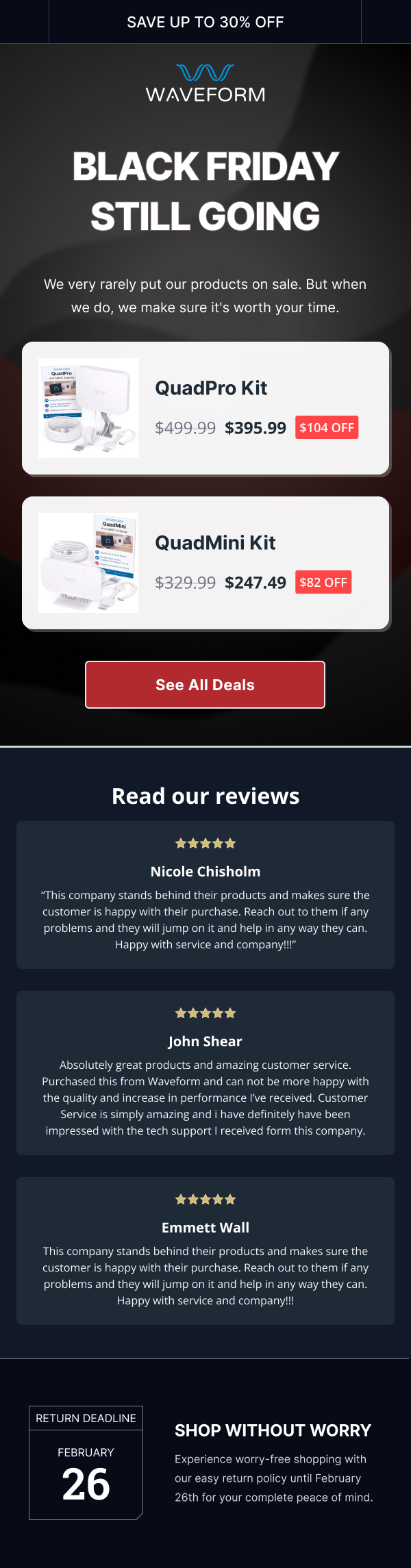 UP TO 30% OFF ALL ANTENNAS 