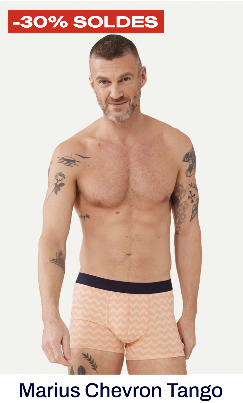 BOXER EN COTON - MARIUS CHEVRON ZIG ZAG TANGO ABRICOT