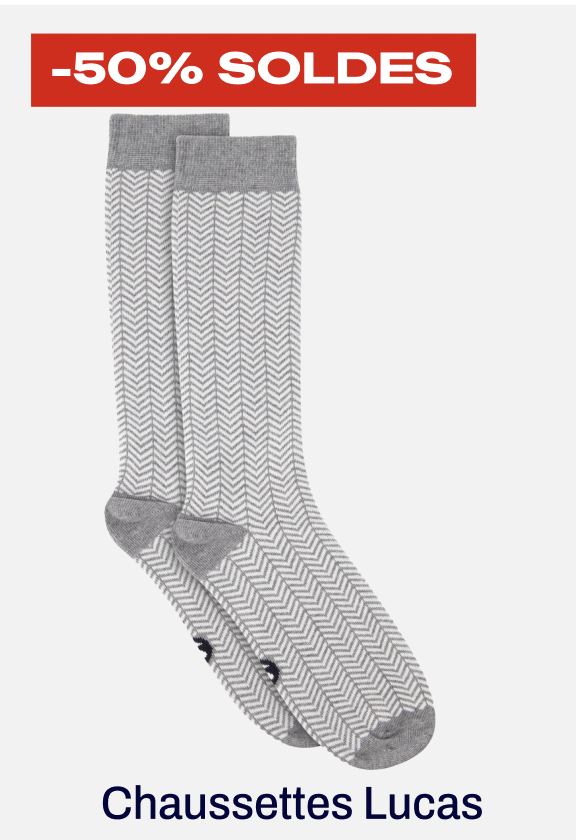 CHAUSSETTES MI-HAUTES - LUCAS CHEVRON GRIS CHINÉ