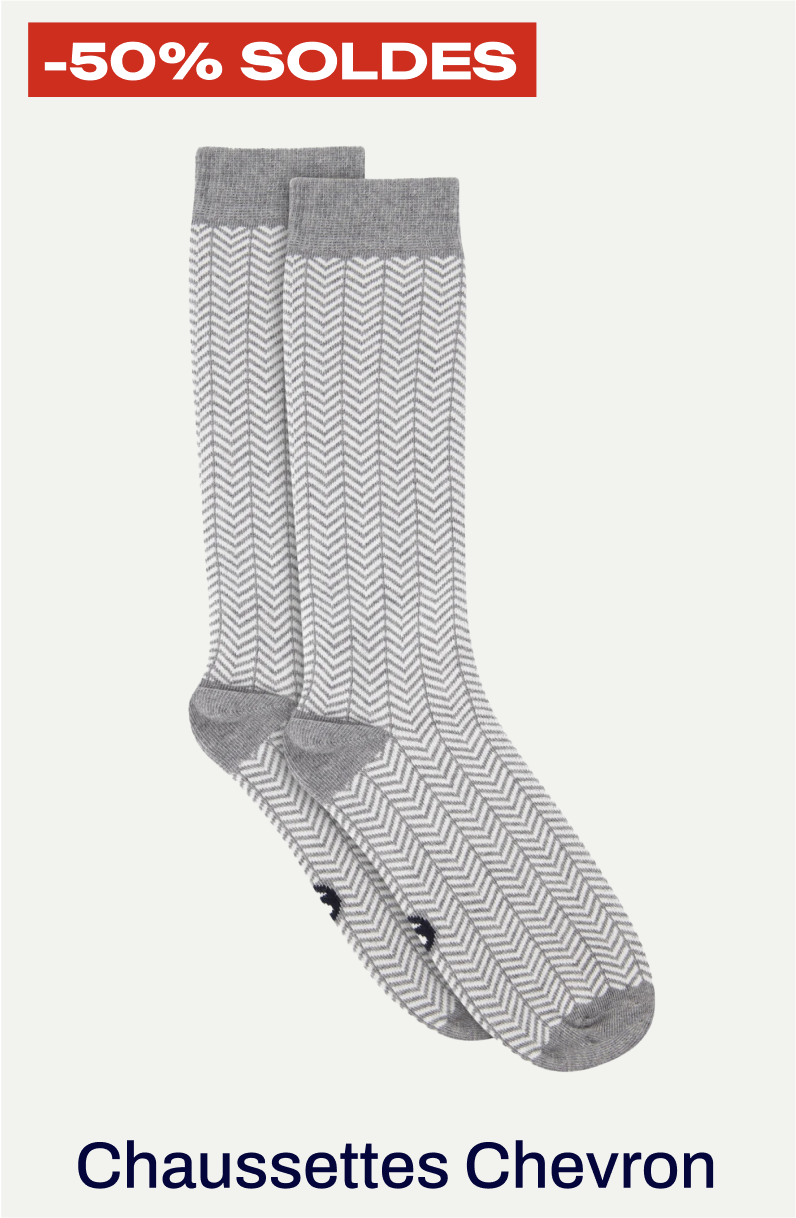 CHAUSSETTES MI-HAUTES - LUCAS CHEVRON GRIS CHINÉ