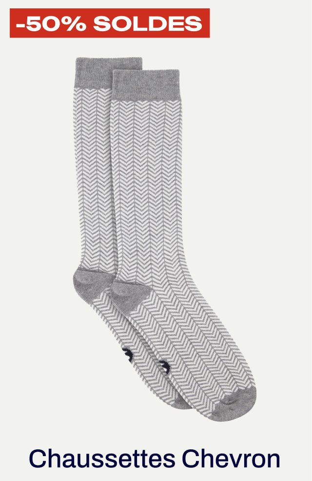CHAUSSETTES MI-HAUTES - LUCAS CHEVRON GRIS CHINÉ