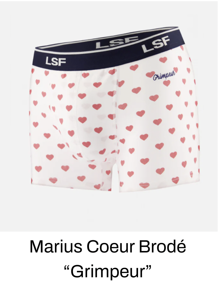 BOXER EN COTON - MARIUS PETIT CŒUR ROUGE BRODÉ GRIMPEUR
