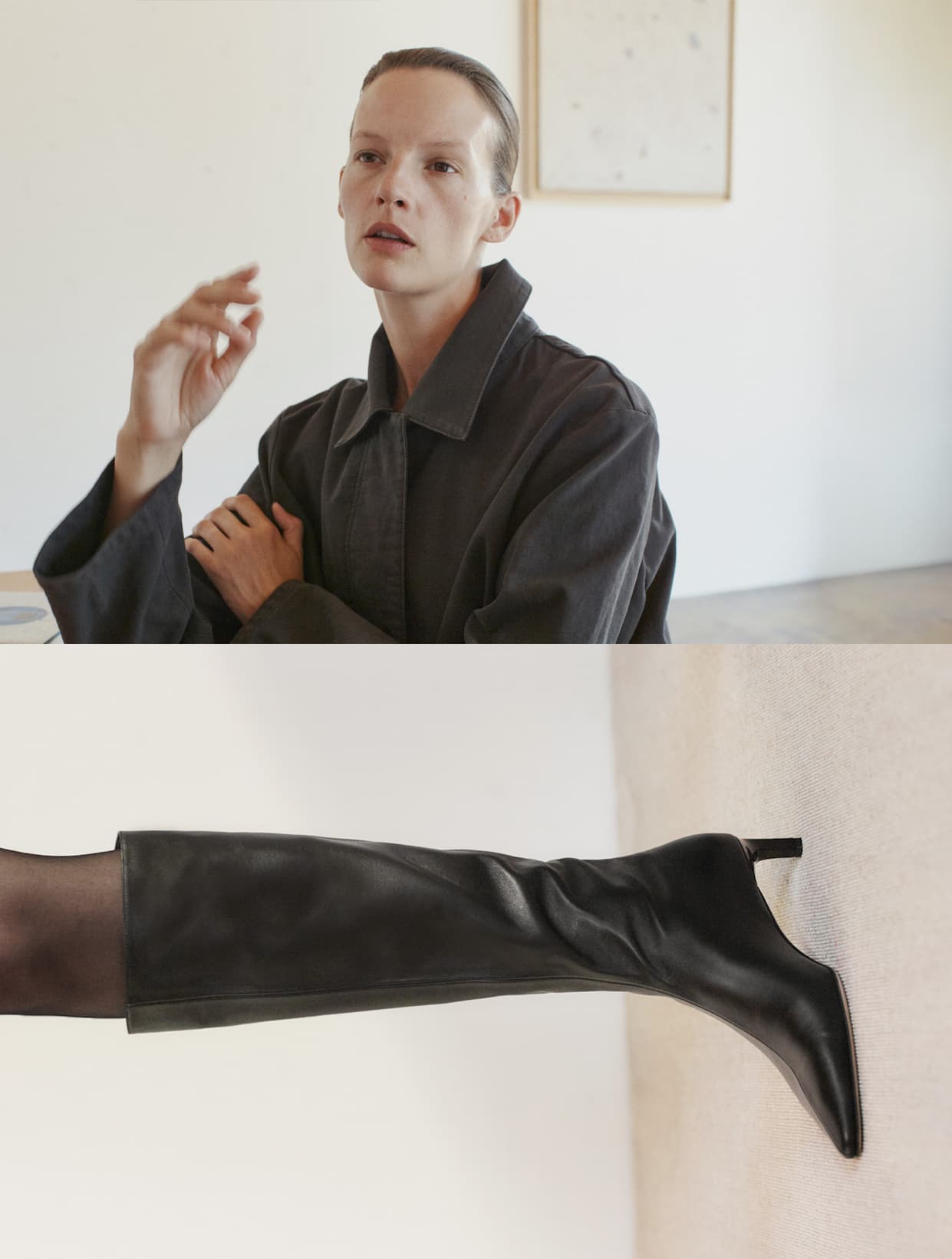 Topo Knee Boot in black leather, Winter 2026 collection