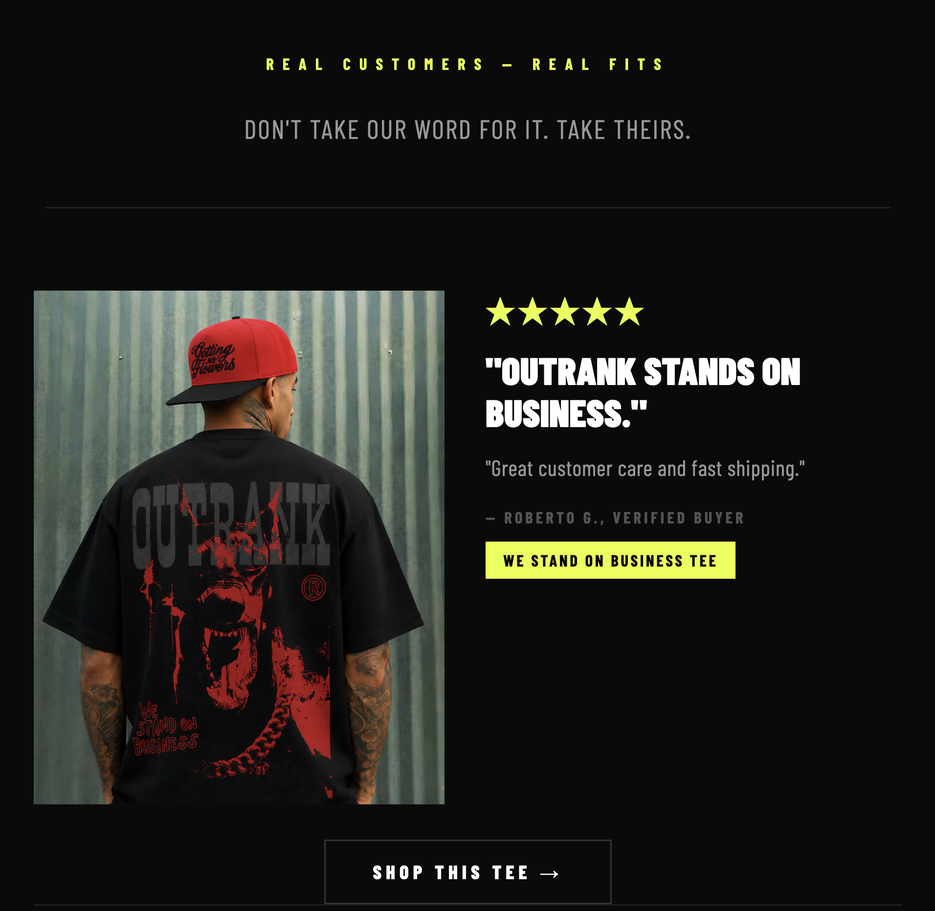 Outrank Brand - WE STAND ON BUSINESS T-SHIRT