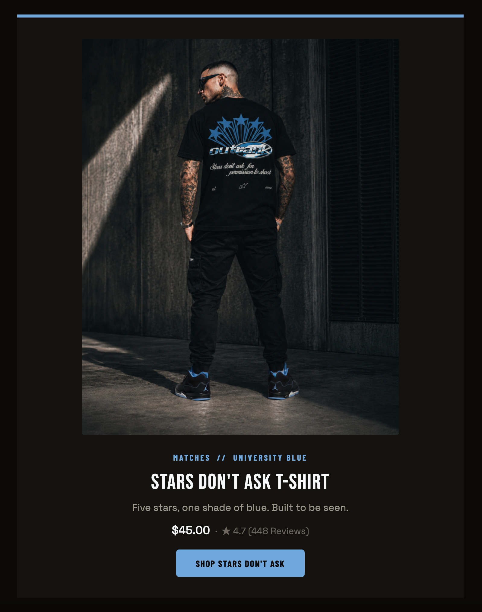 Outrank Brand STARS DON’T ASK ULTRA HEAVYWEIGHT T-SHIRT