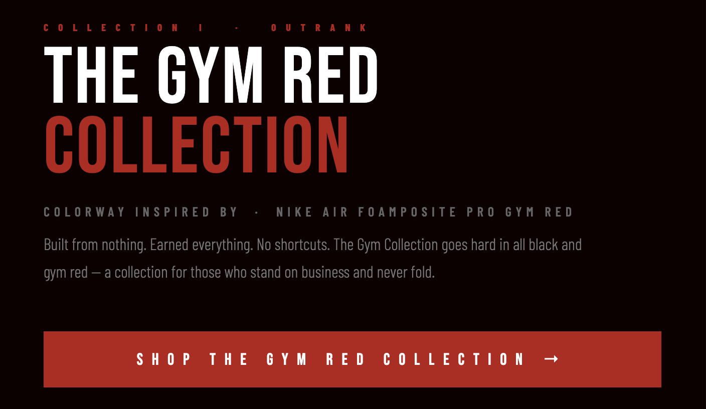 Outrank Brand Gym Red Collection