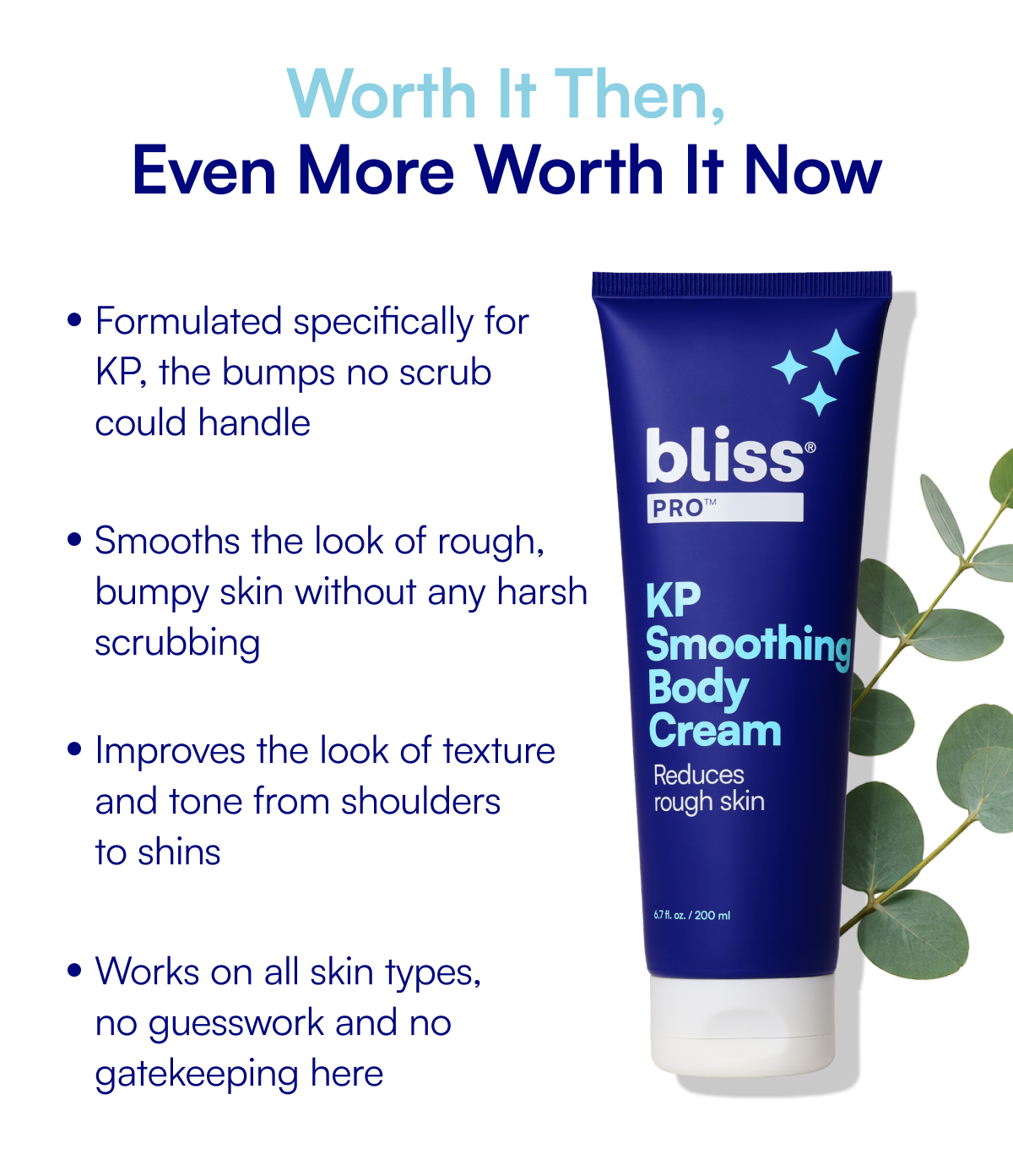 Worth It Then, Even More Worth It Now Formulated specifically for KP, the bumps no scrub could handle Smooths the look of rough, bumpy skin without any harsh scrubbing Improves the look of texture and tone from shoulders to shins Works on all skin types, no guesswork and no gatekeeping here