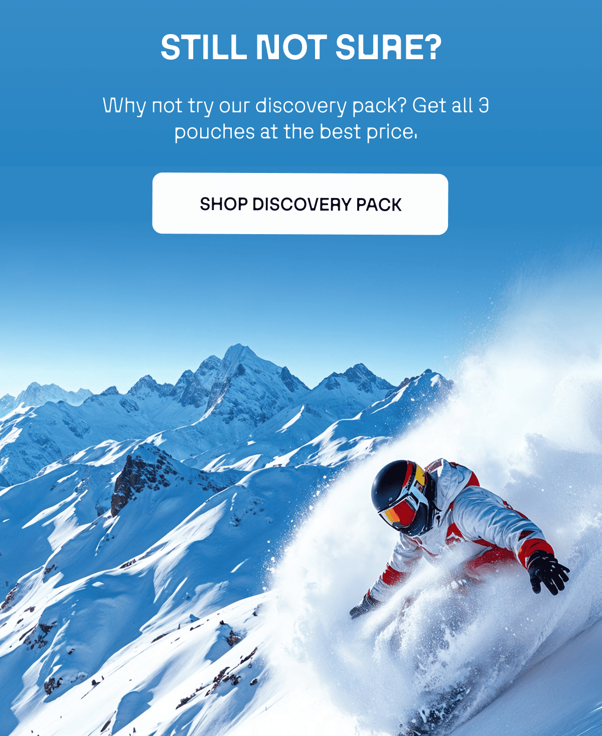 an image of a person skiing down a snowy mountain with a blue sky