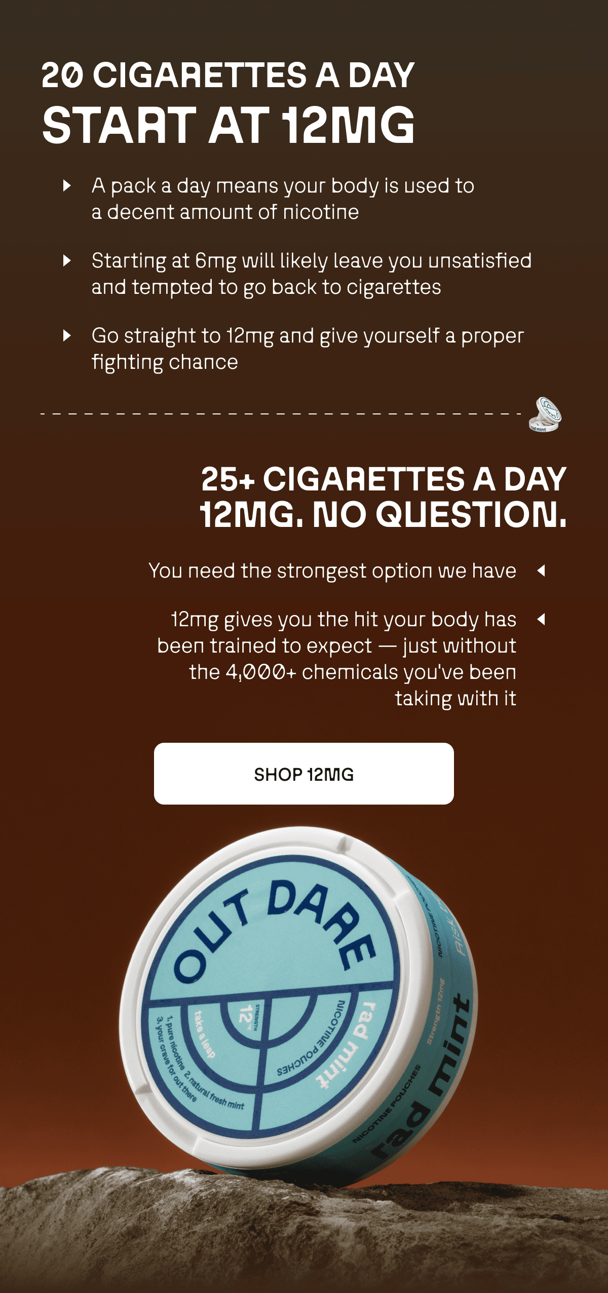 20 or 25+ a day start on 12mg