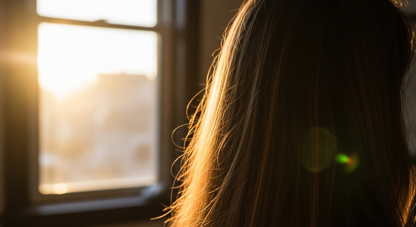Healthy hair in natural light