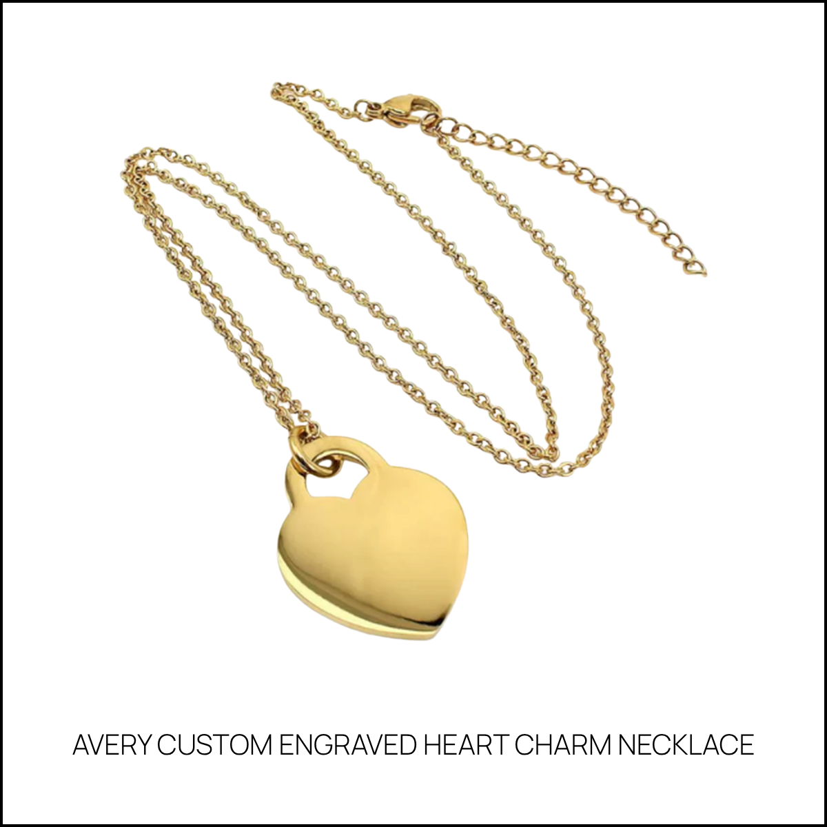 Avery Custom Engraved Heart Charm Necklace