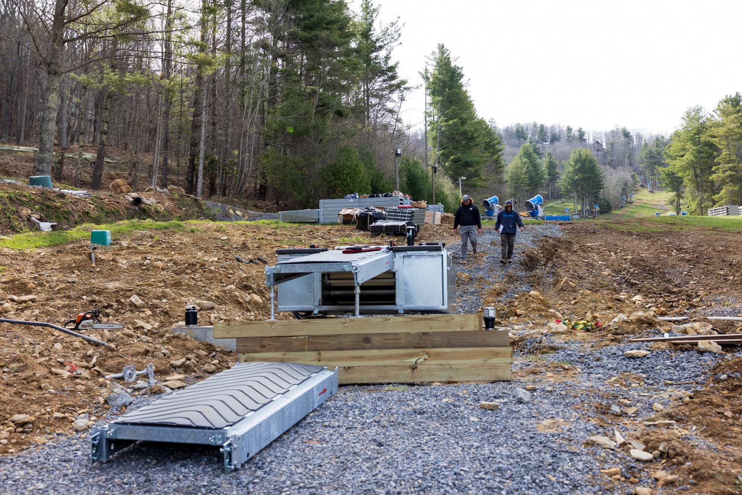 The Cloudbelt covered surface lift under construction at Hatley Pointe