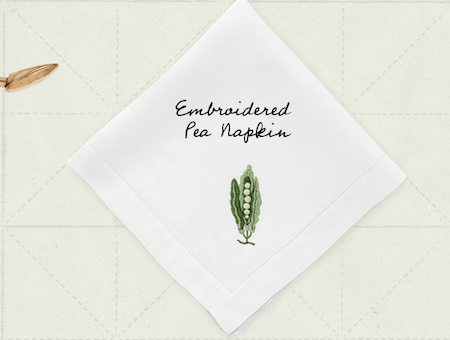 Le Potager du Roi Embroidered Pea Napkin