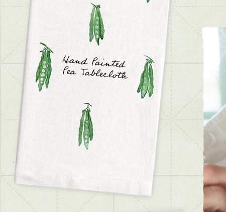 Le Potager du Roi Hand Painted Pea Tablecloth