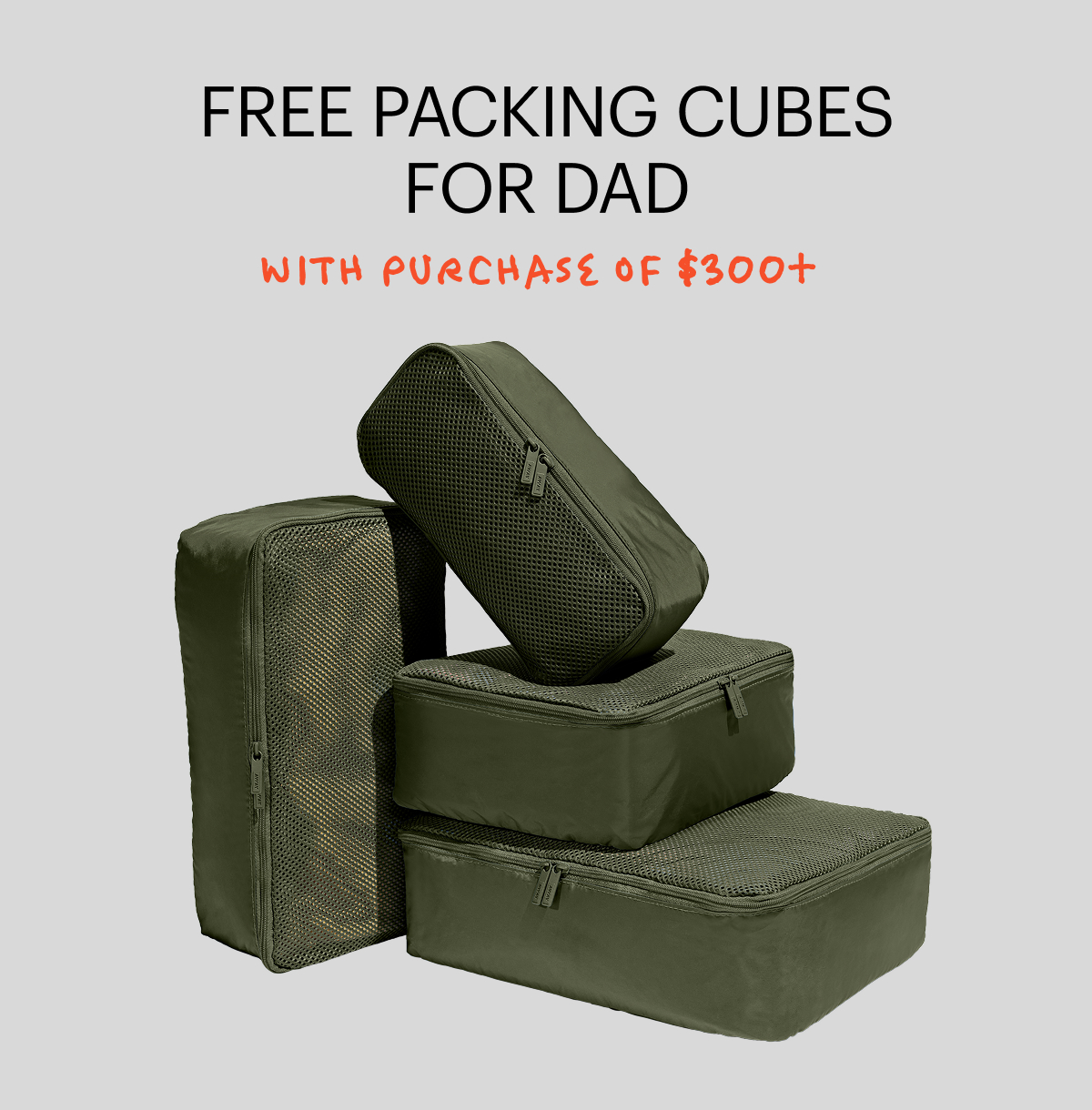 FREE PACKING CUBES FOR DAD | with purchase of $300+