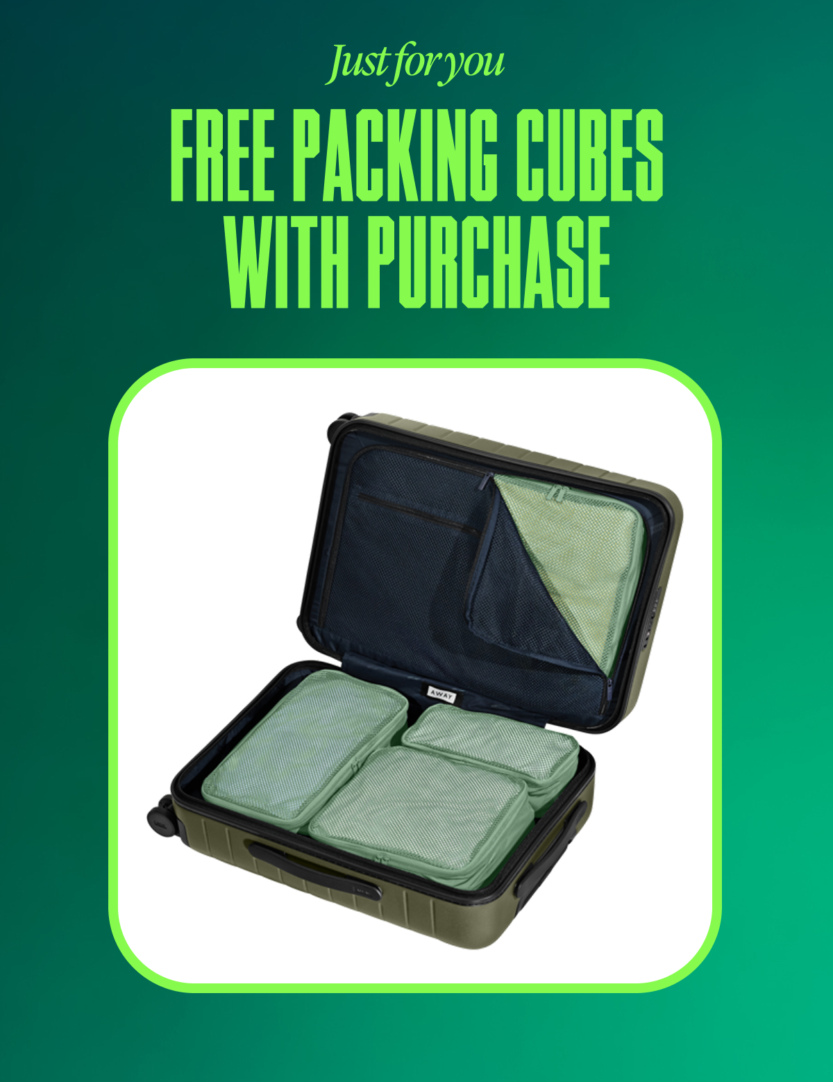 Free packing cubes with purchase