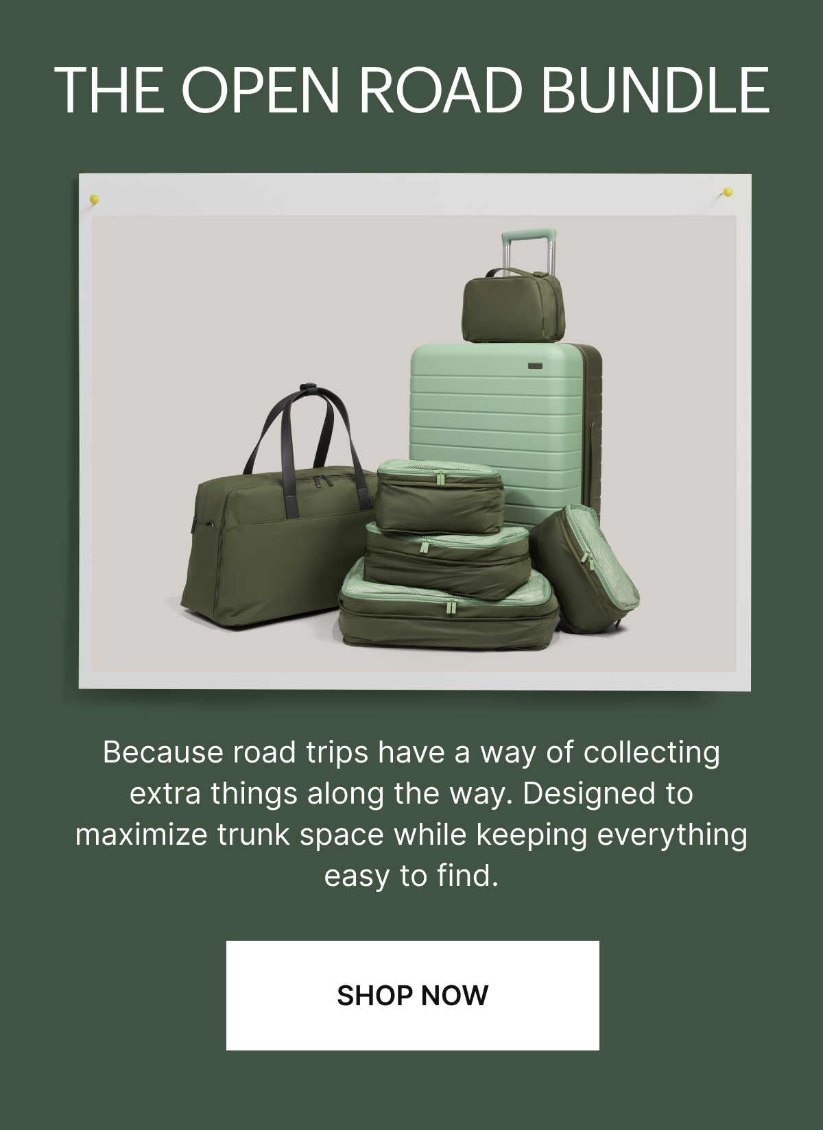 THE OPEN ROAD BUNDLE | Because road trips have a way of collecting extra things along the way. Designed to maximize trunk space while keeping everything easy to find.