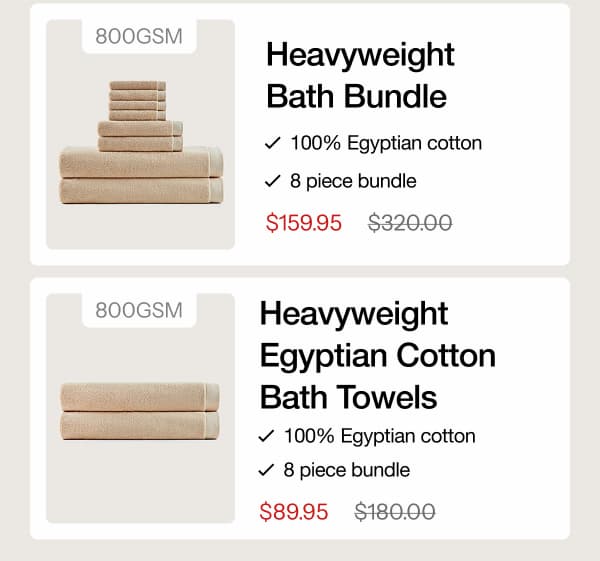 Heavyweight Egyptian Cotton Bath Towels