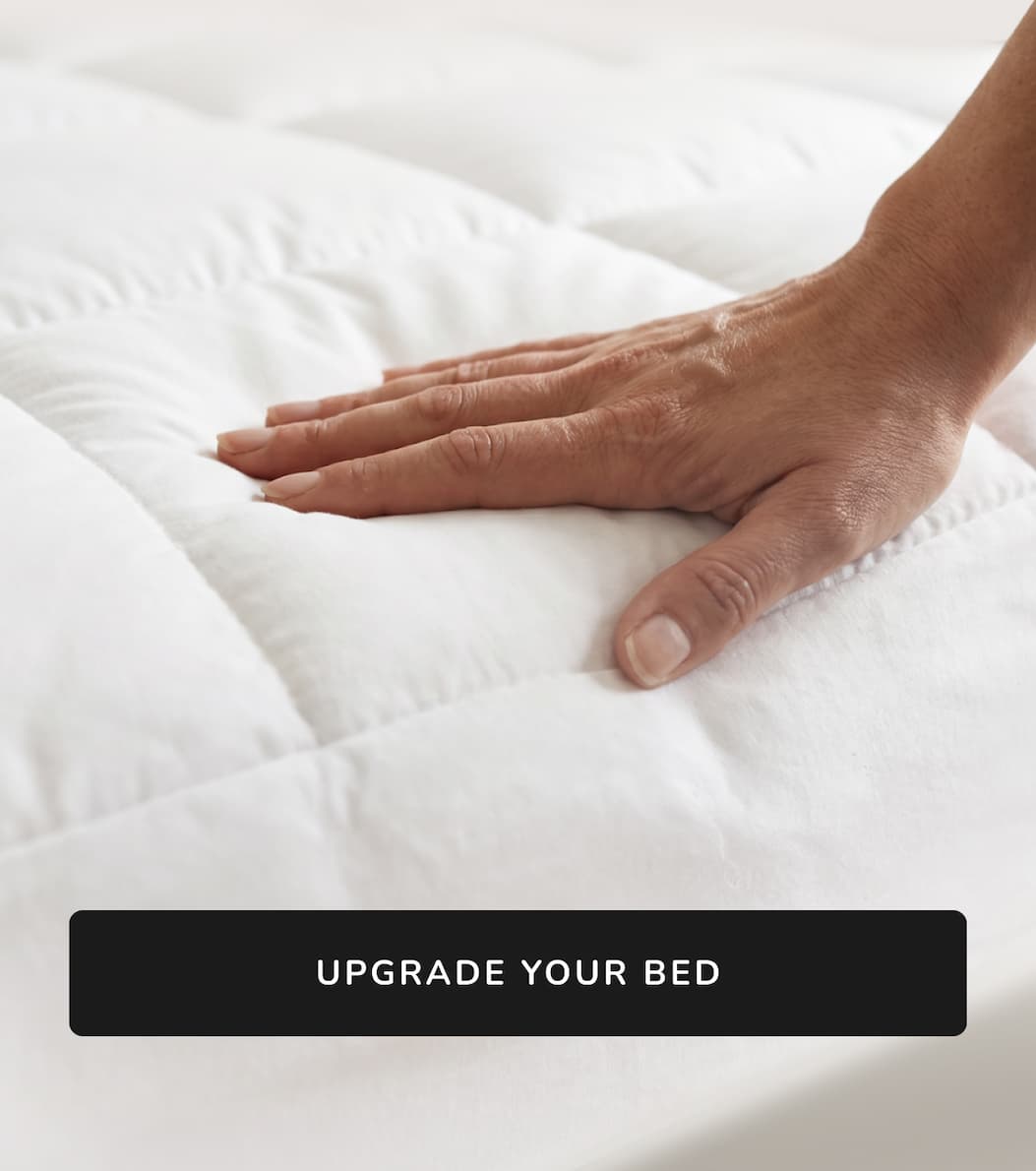 Your cloud like  bed upgrade Meet the Cloud Topper, the soft quilted layer that sits on your mattress and brings a deeper hotel bed feeling to the bed you already own.