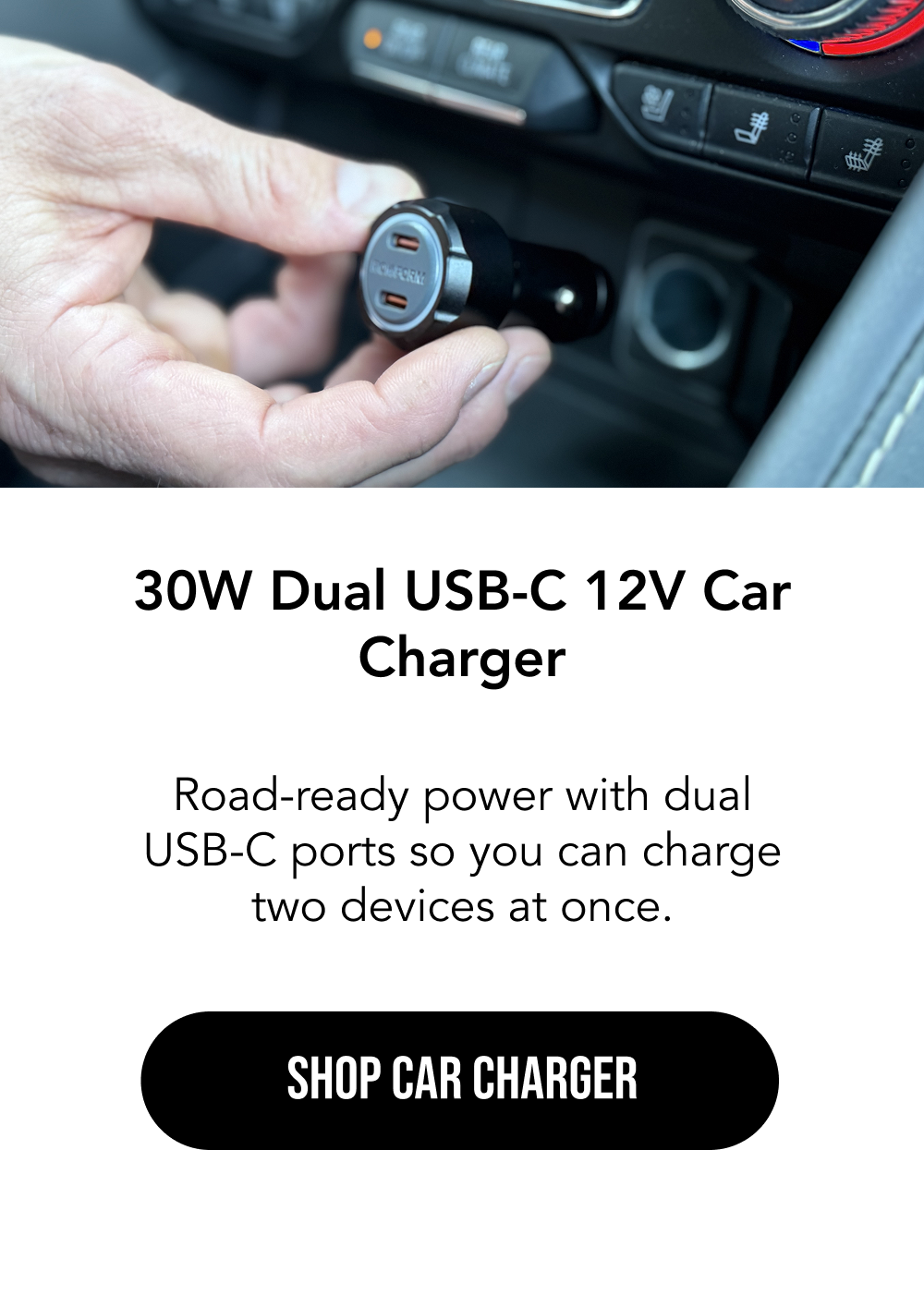 30W Dual USB-C 12V Car Charger