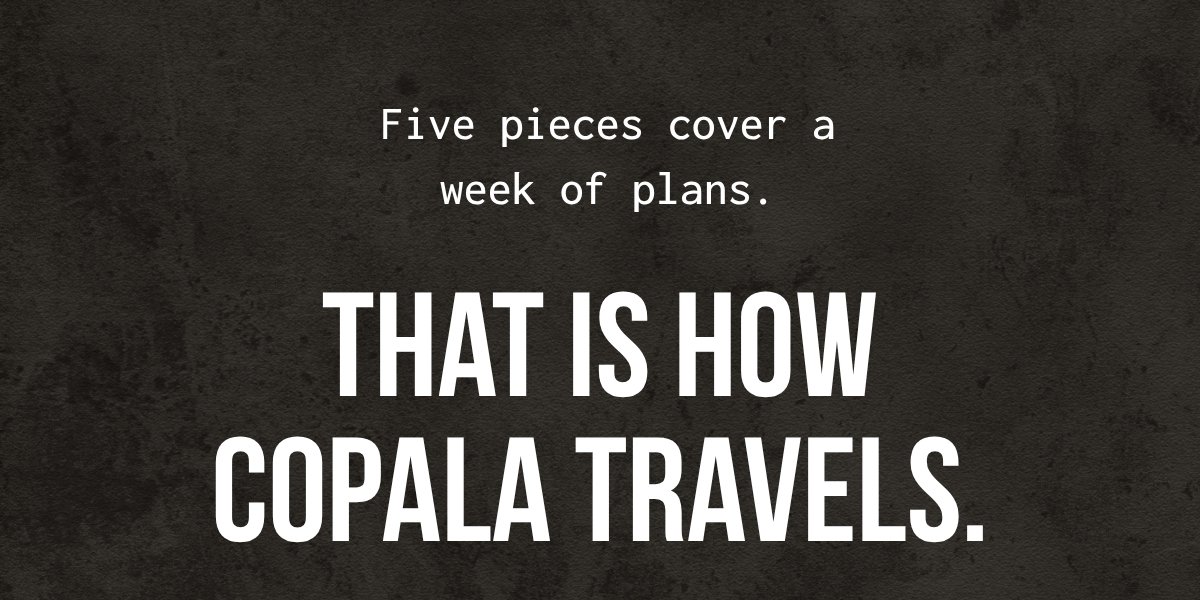 Five pieces cover a week of plans. | THAT IS HOW COPALA TRAVELS.