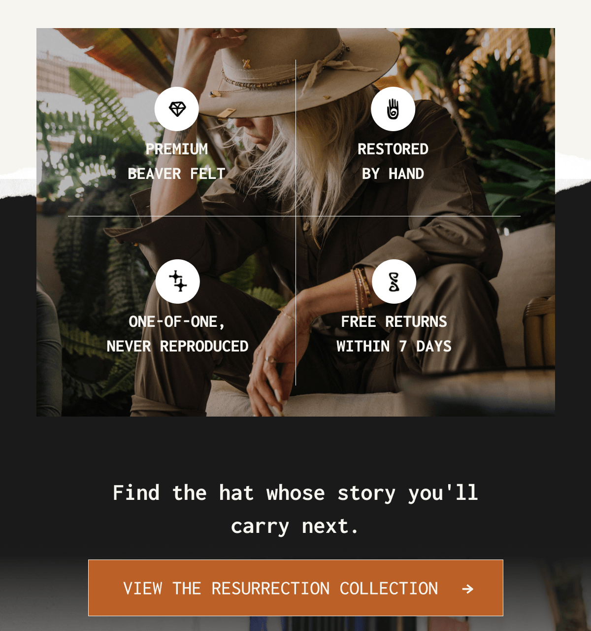 Premium beaver felt хх one-of-one, never reproduced find the hat whose carry next view the resurrection | Restored by hand free returns within 7 days story you'll collection > →
