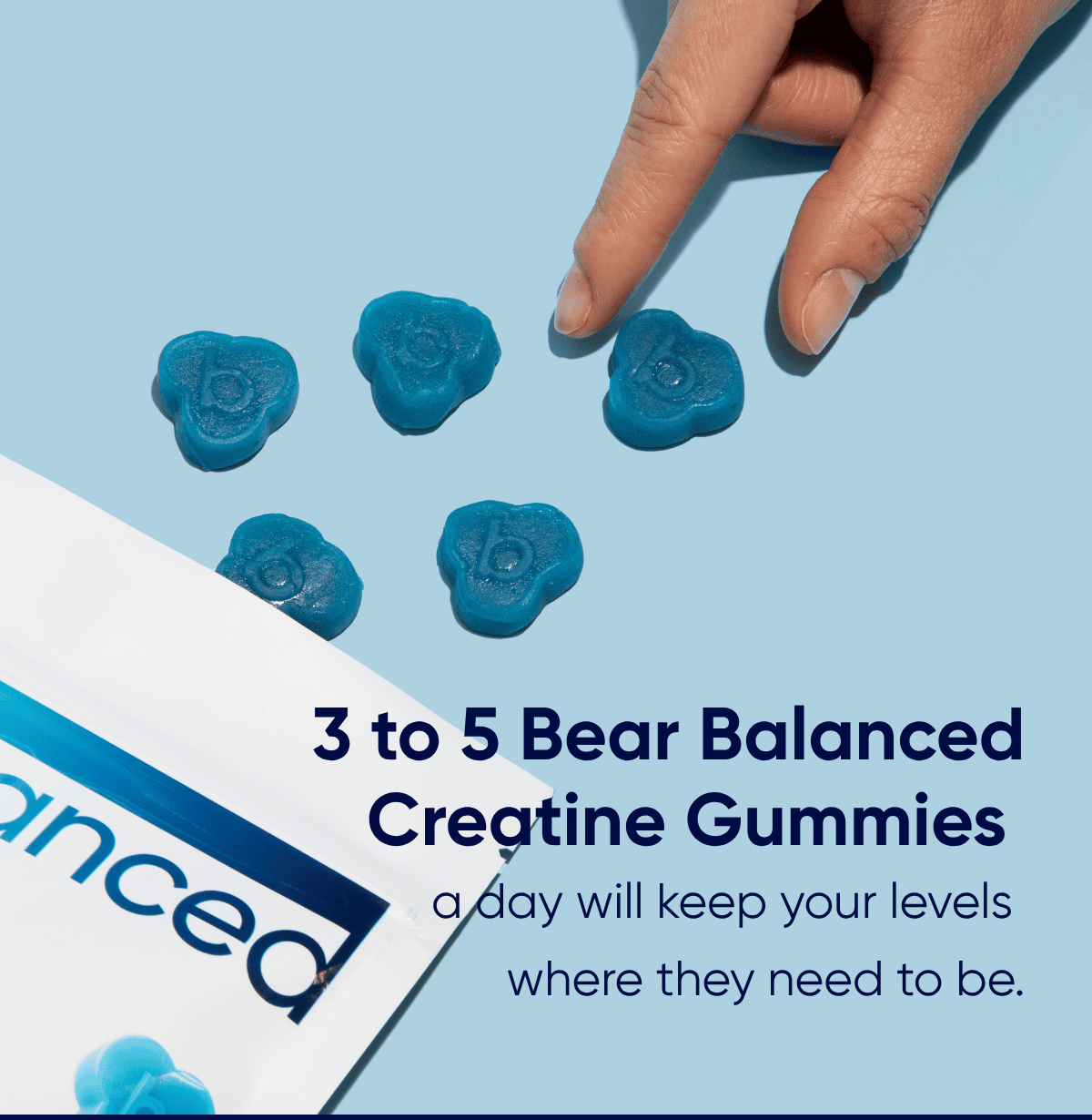 3 to 5 Bear Balanced Creatine Gummies  a day will keep your levels  where they need to be.